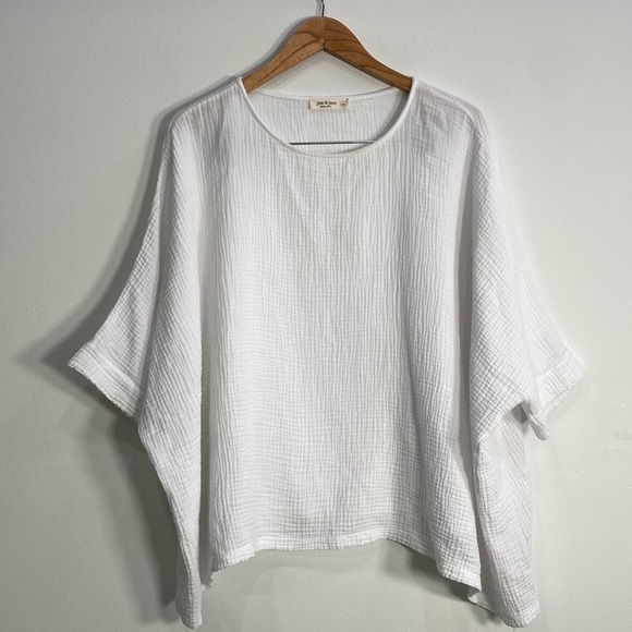 Jess & Jane Gauzy Cotton Top Boxy Medium - Picture 1 of 10